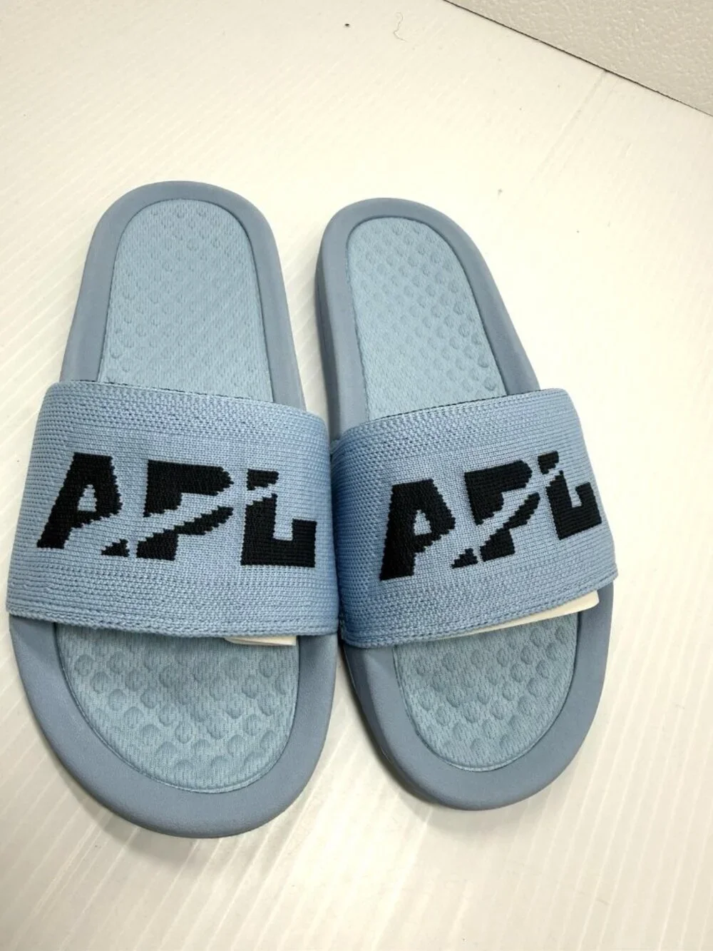 APL TechLoom Slide Womens 6 Ice Blue Logo Comfort Sandals Athletic Casu